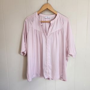 3/$15 Mango MNG pink blouse silky loose oversized fit button front size S 4